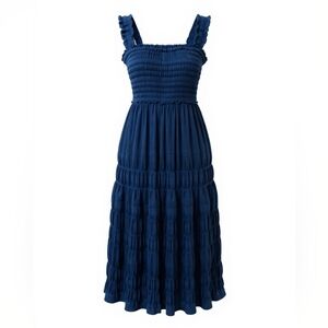 Max Studio Blue Smocked Tiered Maxi Size XS